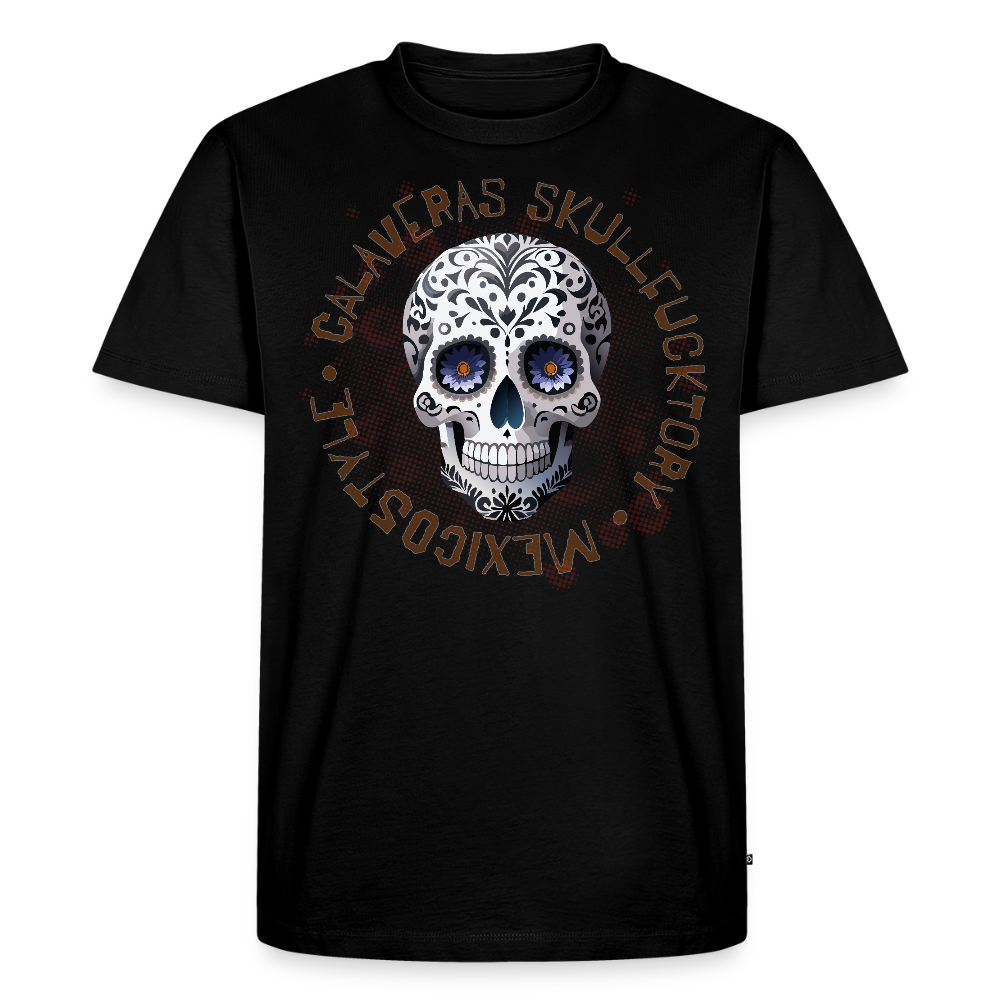 Männer Premium T-Shirt mit CALAVERAS SKULL PRINT - Schwarz