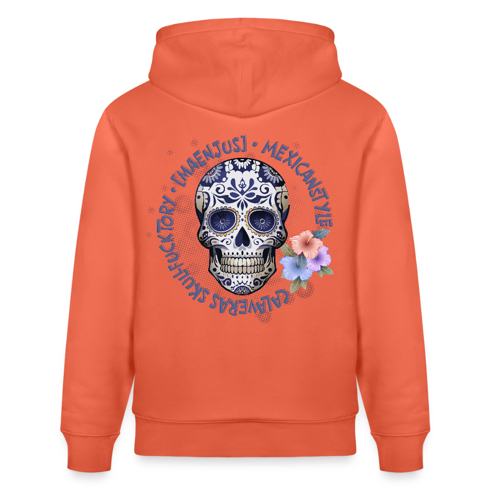 Unisex Hoodie mit MAENJUS MEXICANSTYLE PRINT Vorder- und Rückseite - Hellrot
