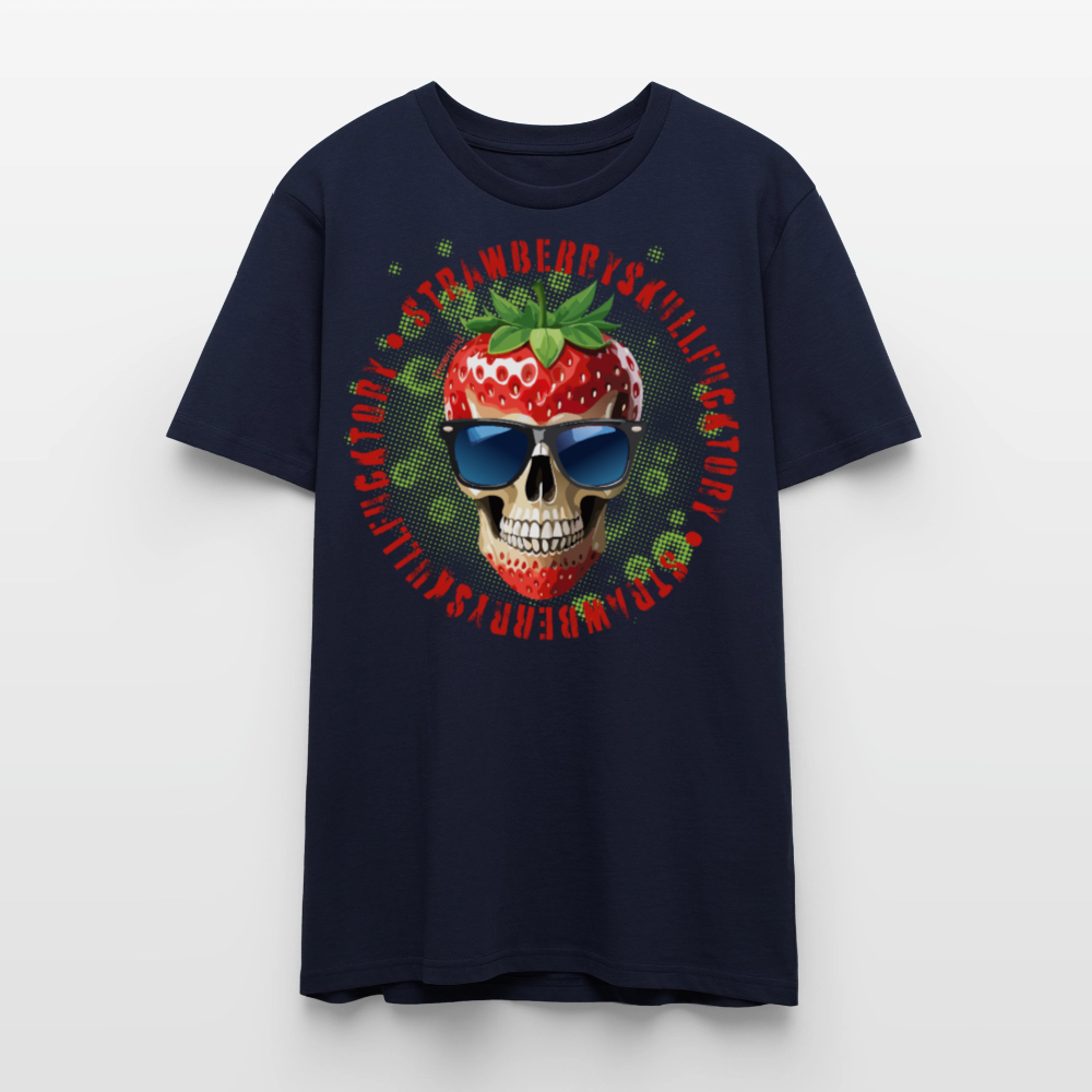 Unisex T-Shirt mit STRAWBERRY SKULL PRINT Vorderseite - Navy