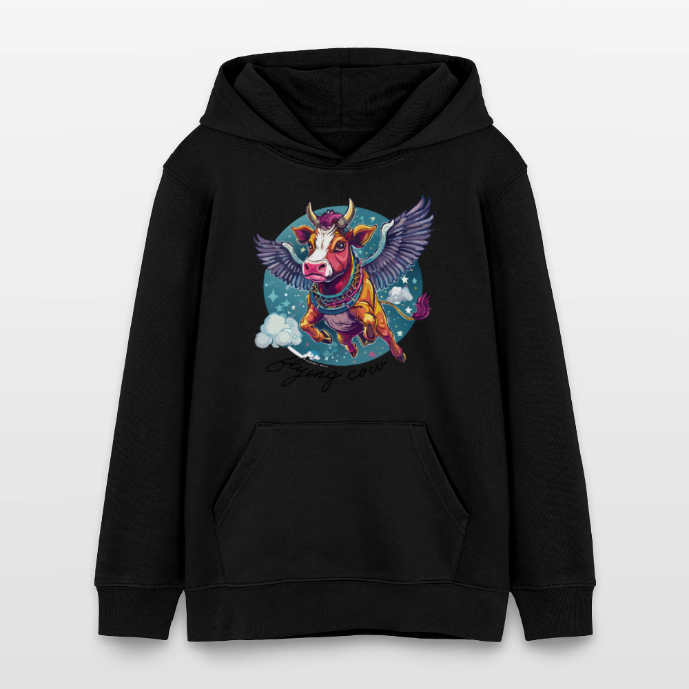 MNJS TEENS Bio-Hoodie mit FLYING COW PRINT - Schwarz