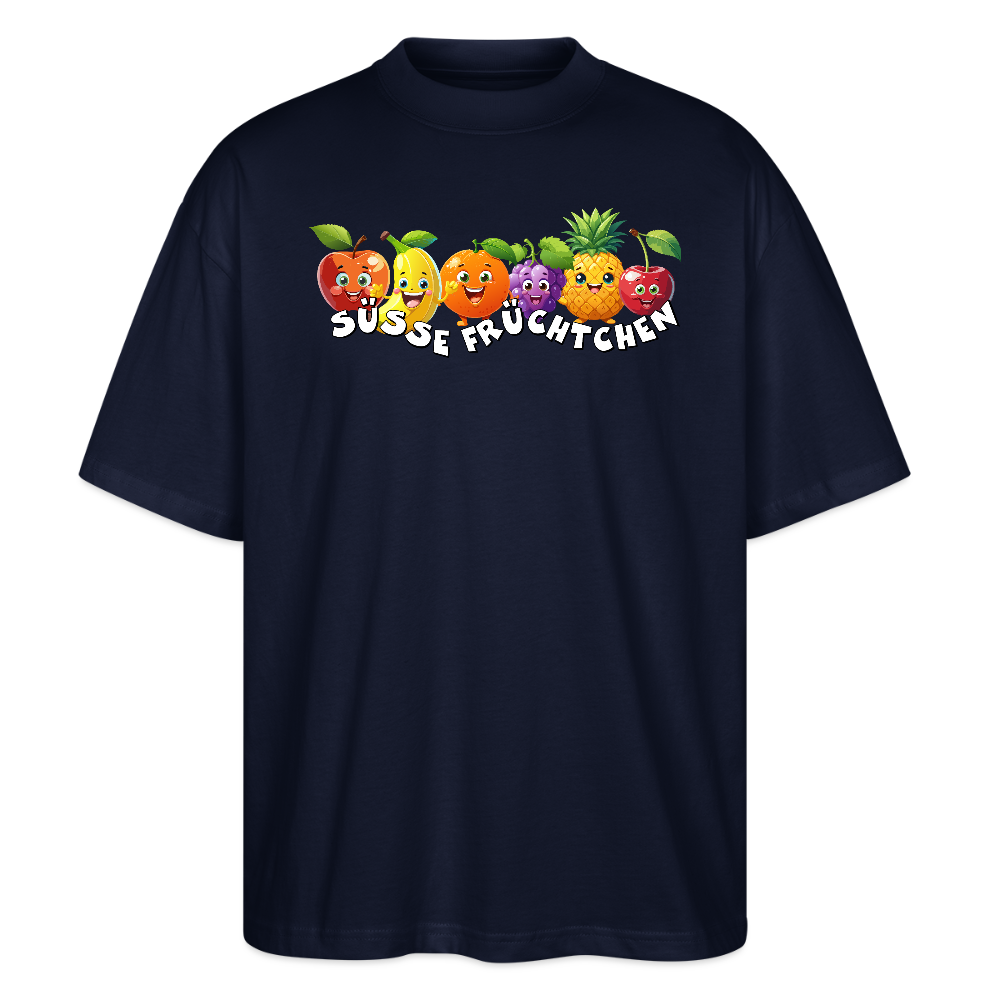 Oversized Unisex T-Shirt mit SÜSSE FRÜCHTCHEN PRINT - Navy