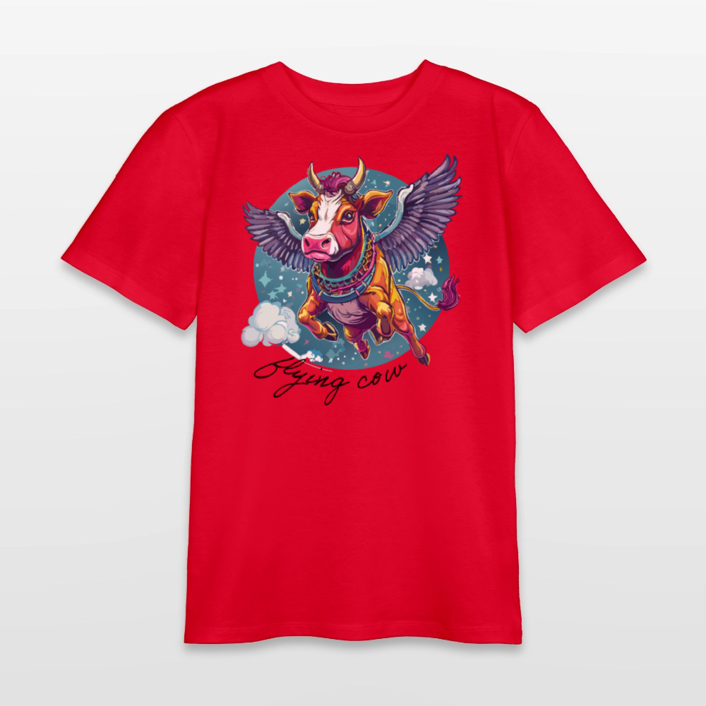 MNJS TEENS Bio T-Shirt mit FLYING COW PRINT - Rot