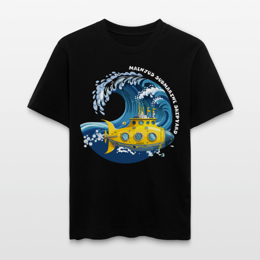 Unisex Bio-T-Shirt mit MAENJUS SUBMARINE SHIPYARD PRINT Vorderseite - Schwarz