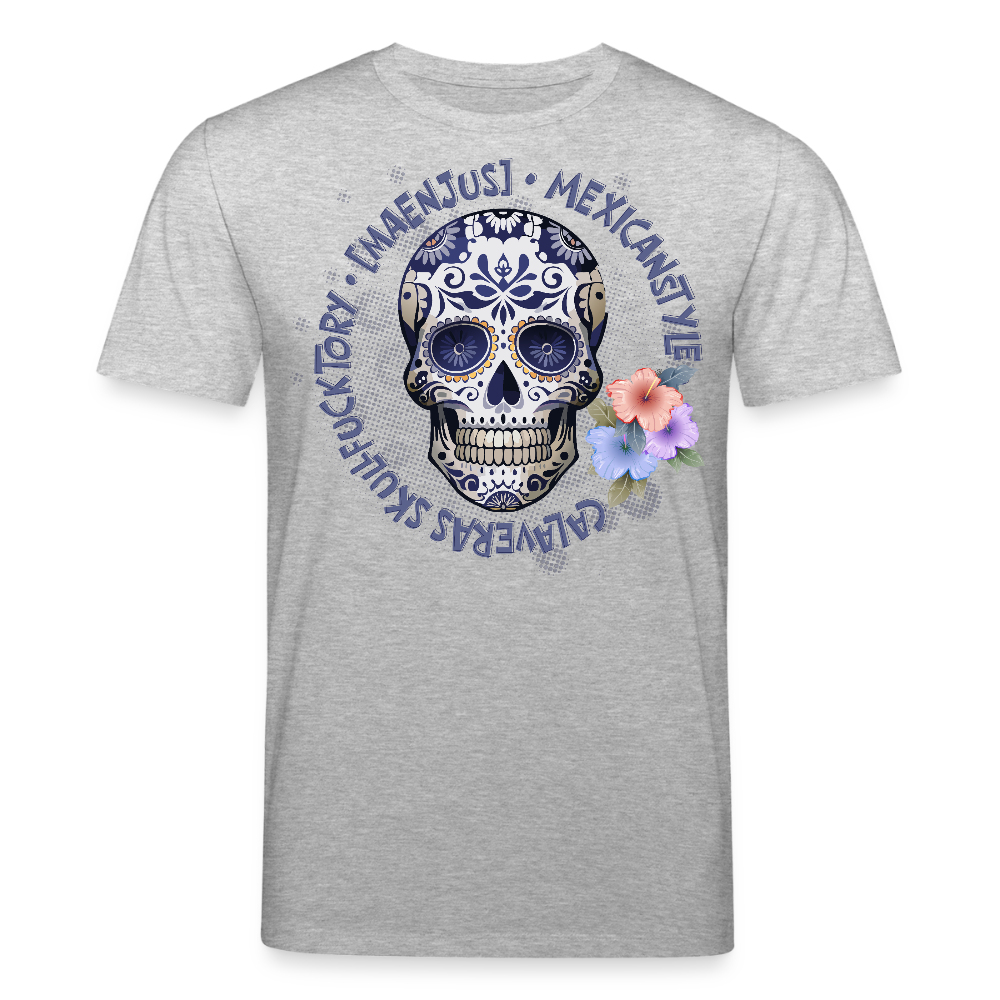 Unisex Bio-T-Shirt mit MAENJUS MEXICANSTYLE PRINT Vorderseite - Grau meliert