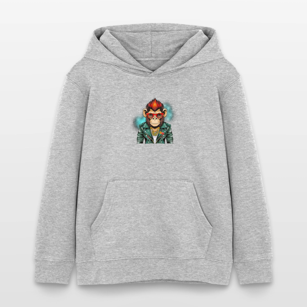 MNJS KIDS Bio-Hoodie mit MONKEY PRINT - Grau meliert