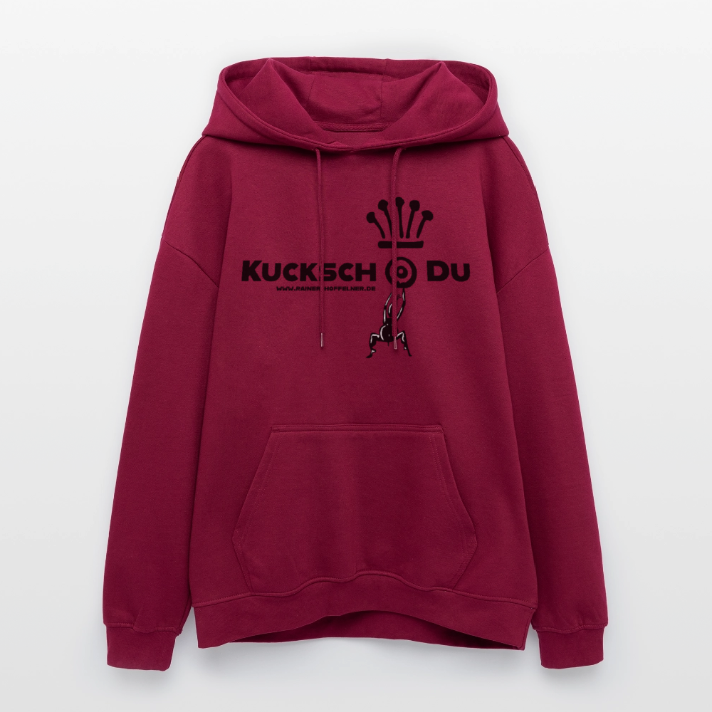 Oversized Unisex Hoodie mit KUCKSCH DU PRINT - Burgunderrot