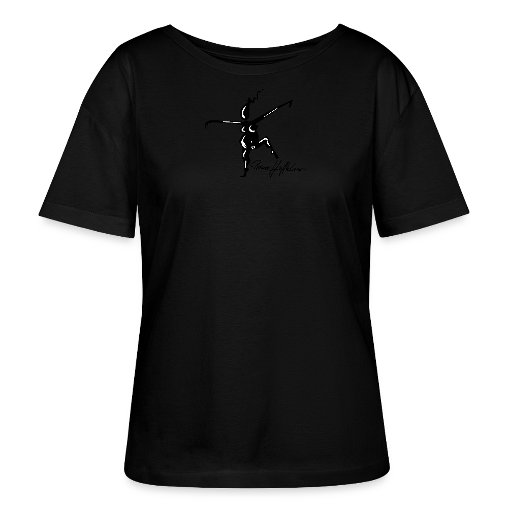 Relaxed Rundhals Frauen Bio-T-Shirt mit TUSCHEWEIBCHEN PRINT - Schwarz