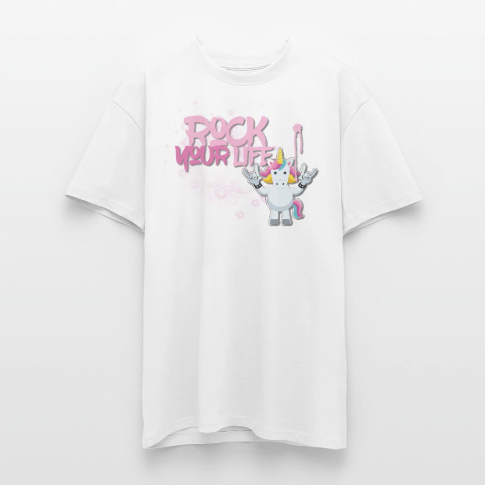 Heavy Oversize T-Shirt mit ROCK YOUR LIFE PRINT - Weiß