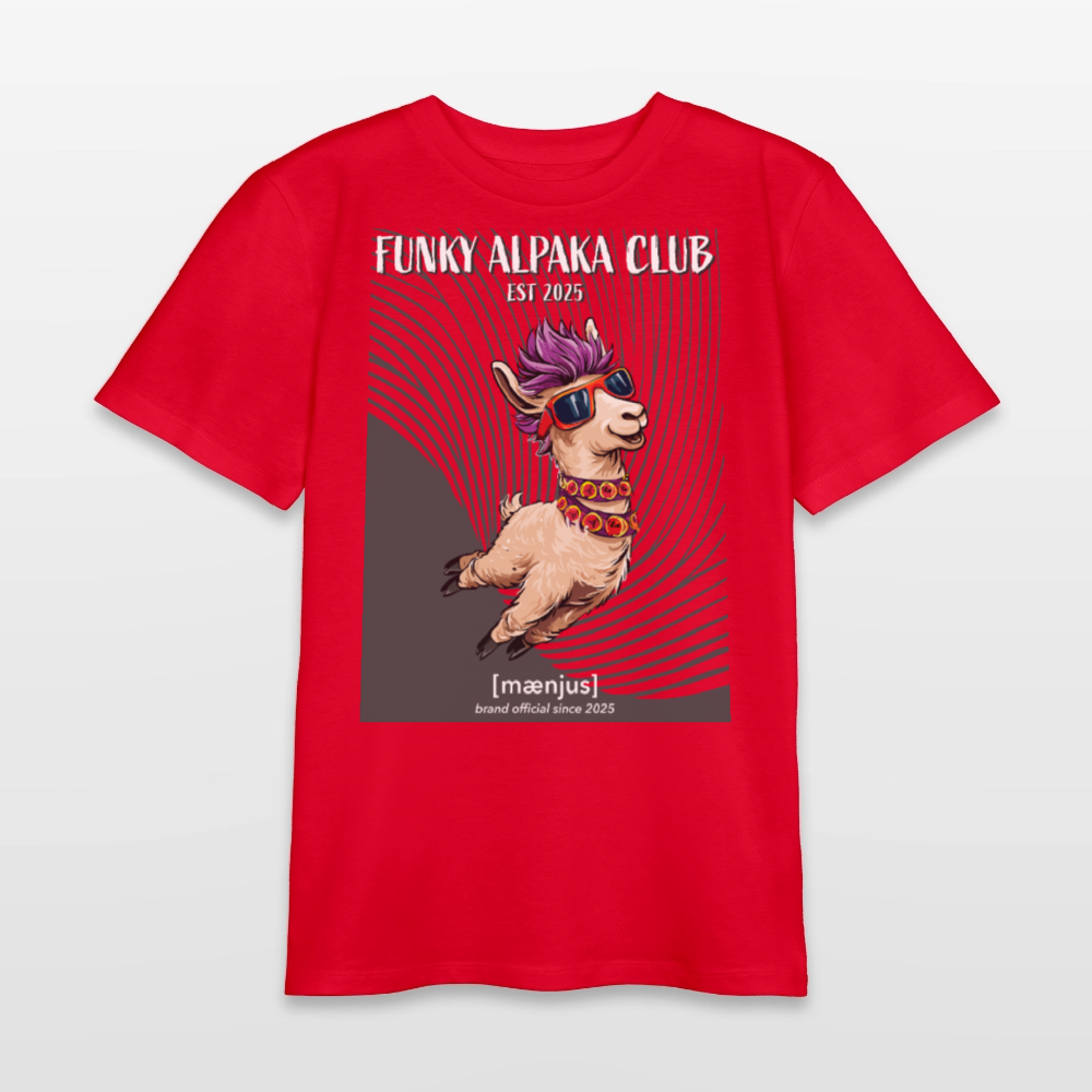 MNJS TEENS Bio T-Shirt mit FUNKY ALPAKA CLUB PRINT - Rot