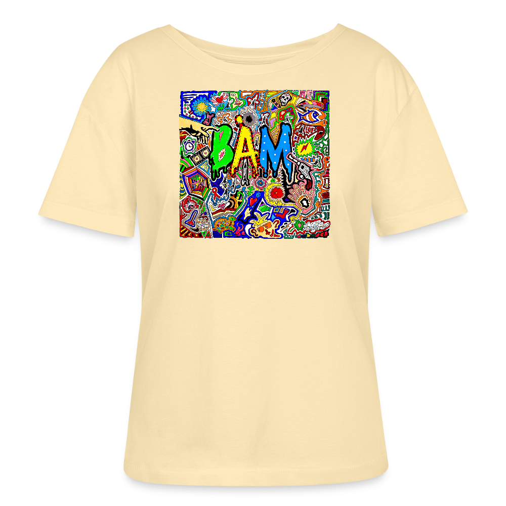 Relaxed Rundhals Frauen Bio-T-Shirt mit BÄM PRINT - Creme