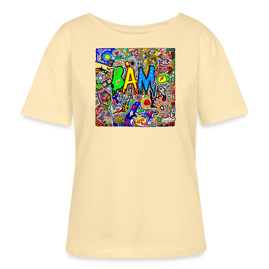 Relaxed Rundhals Frauen Bio-T-Shirt mit BÄM PRINT - Creme