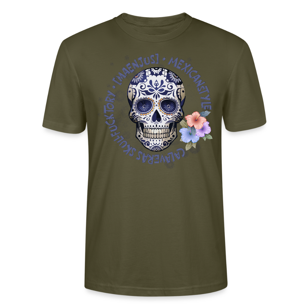 Unisex T-Shirt mit MAENJUS MEXICANSTYLE PRINT Vorderseite - Khaki
