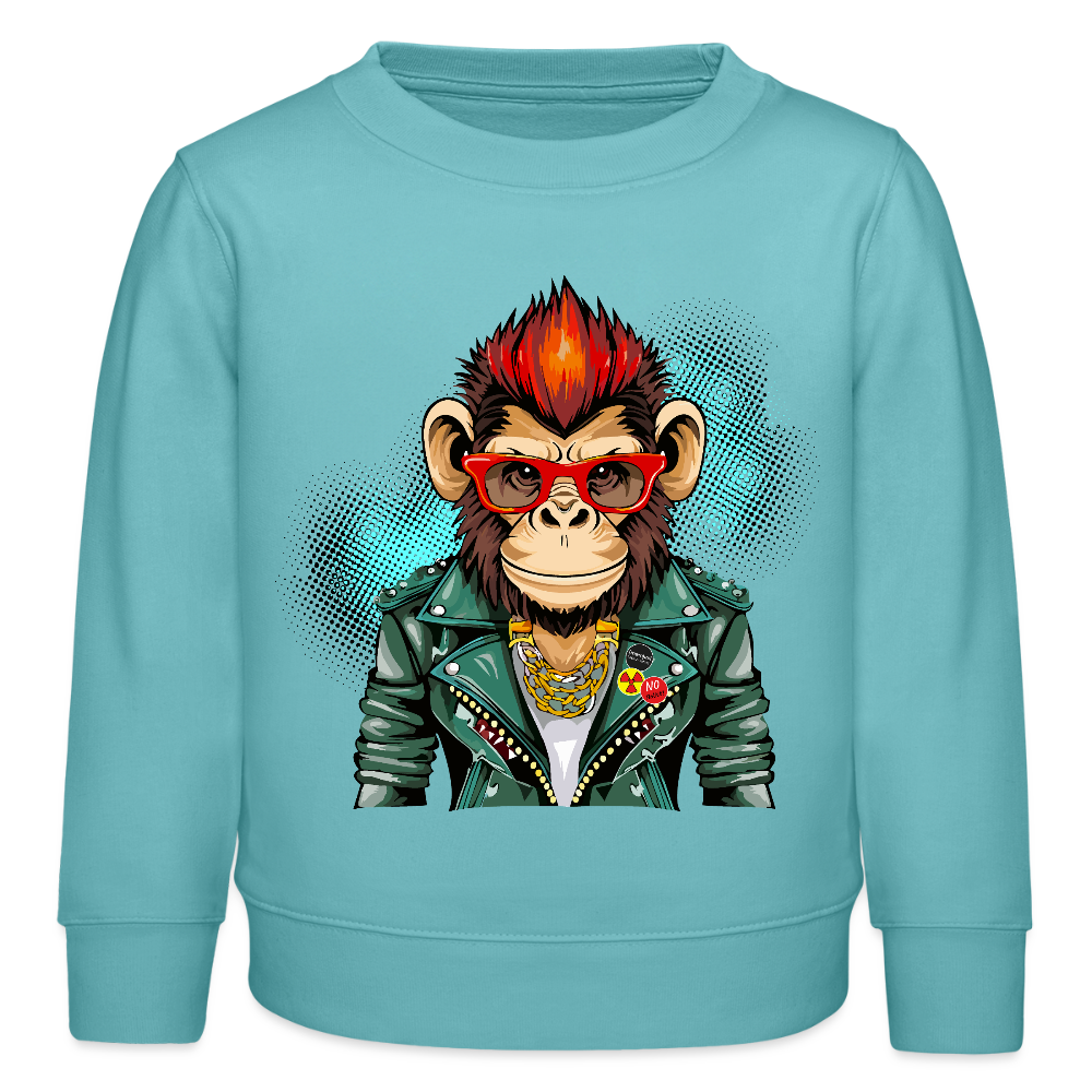 MNJS KIDS Mini Changer Bio Sweatshirt mit MONKEY PRINT - Pastelltürkis