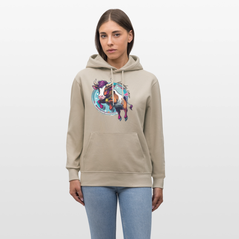Unisex Hoodie mit FUNKY COW PRINT - Beige