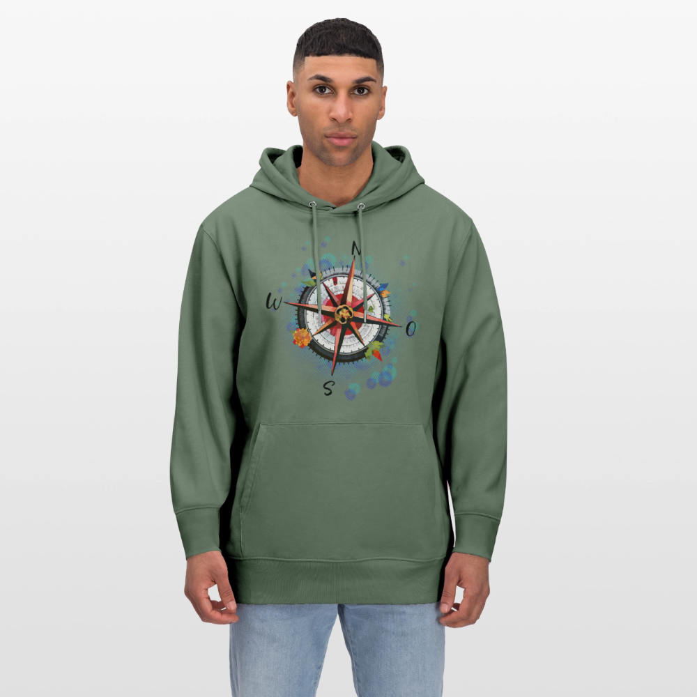 Unisex Hoodie mit WINDROSE PRINT - Tanngrün