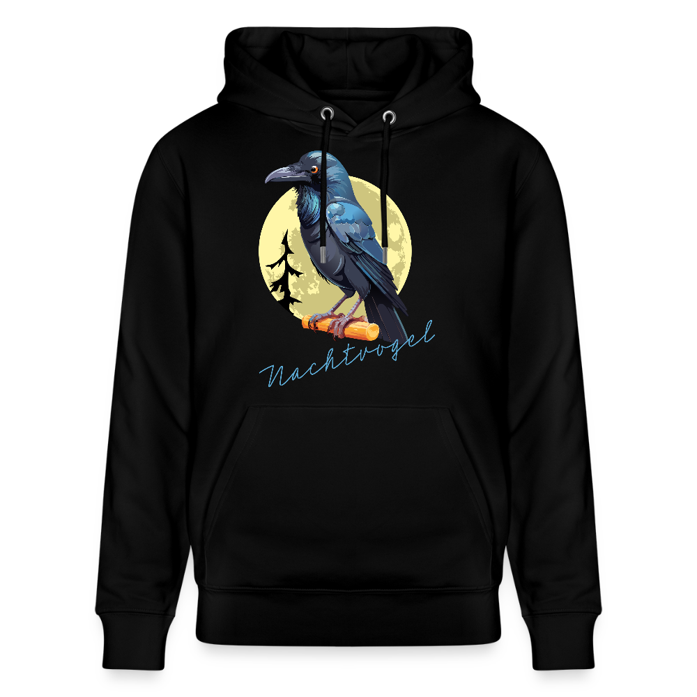 Unisex Hoodie mit NACHTVOGEL PRINT - Schwarz