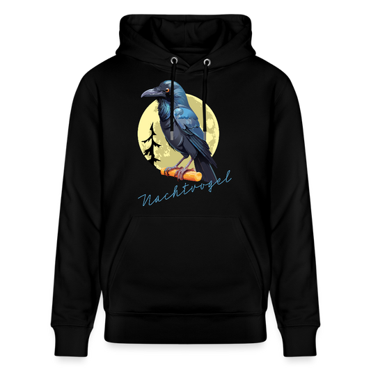 Unisex Hoodie mit NACHTVOGEL PRINT - Schwarz