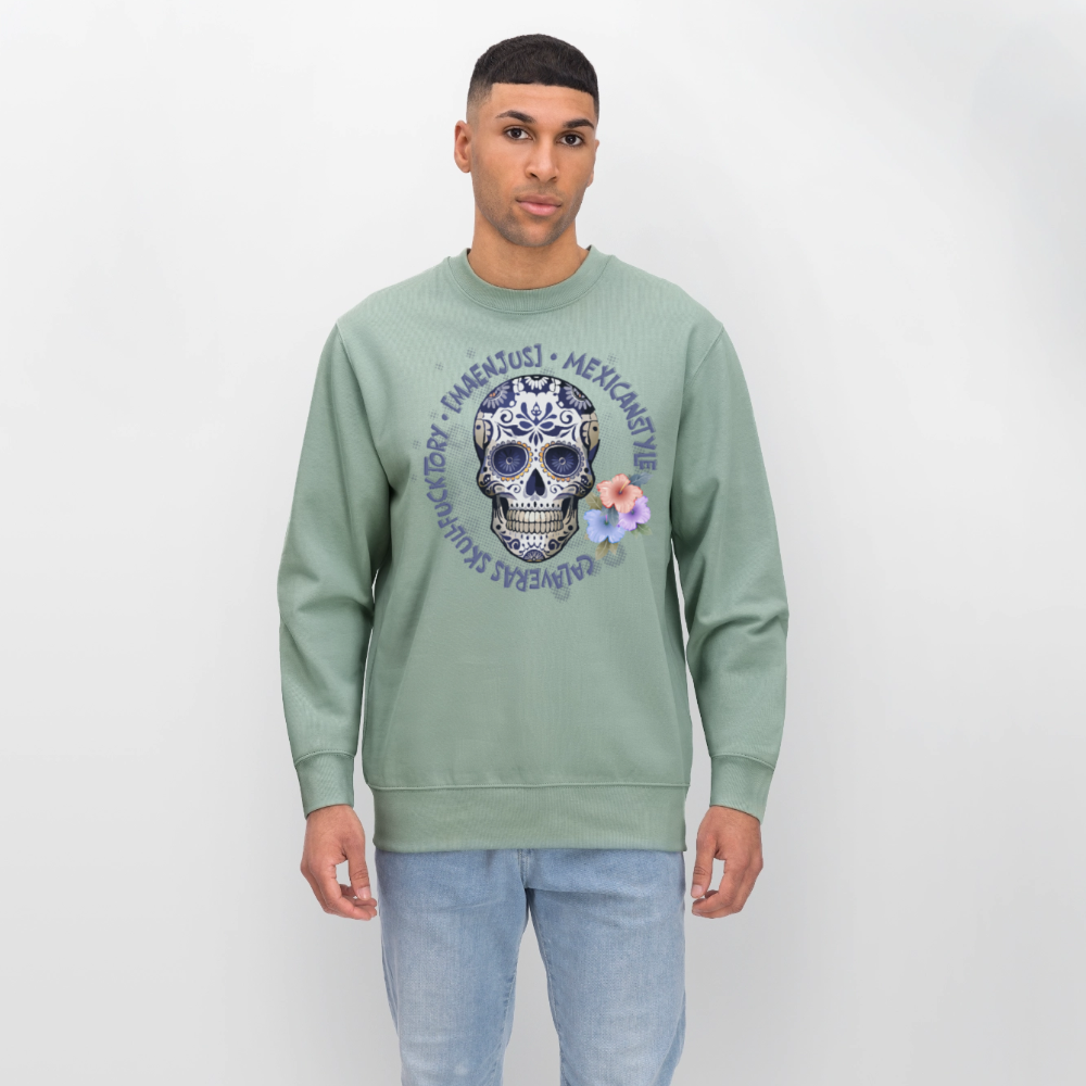 Unisex Bio-Sweatshirt mit MAENJUS MEXICANSTYLE PRINT - Helles Graugrün