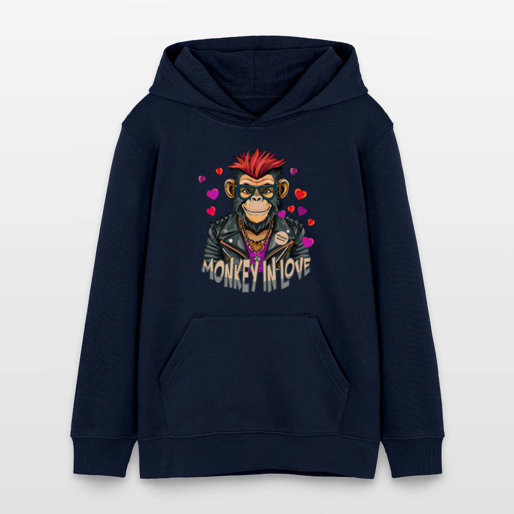 MNJS TEENS Bio-Hoodie mit MONKEY IN LOVE PRINT - Navy