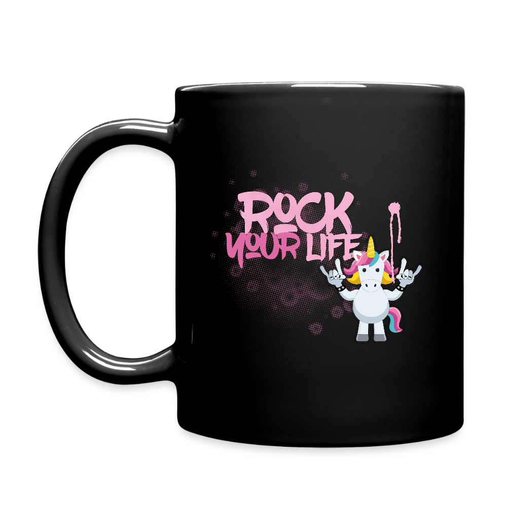 Tasse einfarbig mit ROCK YOUR LIFE PRINT - Schwarz