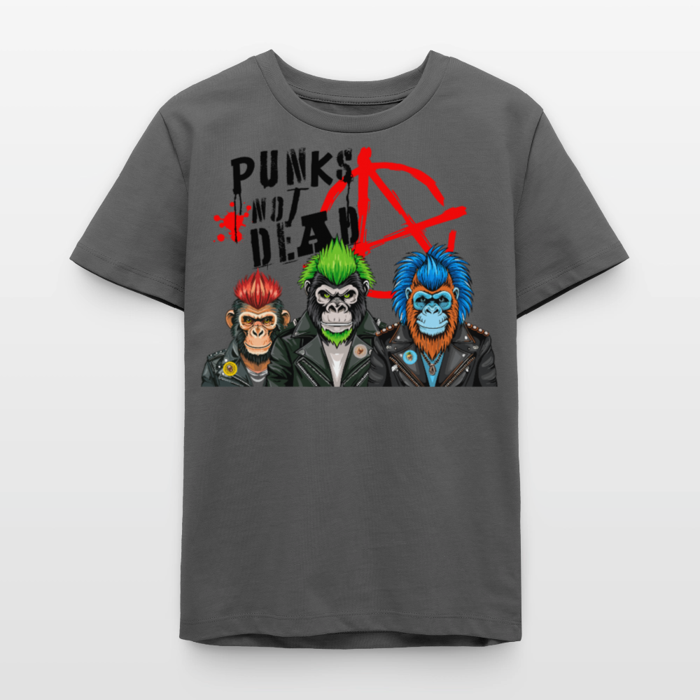 MNJS TEENS Bio T-Shirt mit PUNKS NOT DEAD PRINT - Anthrazit