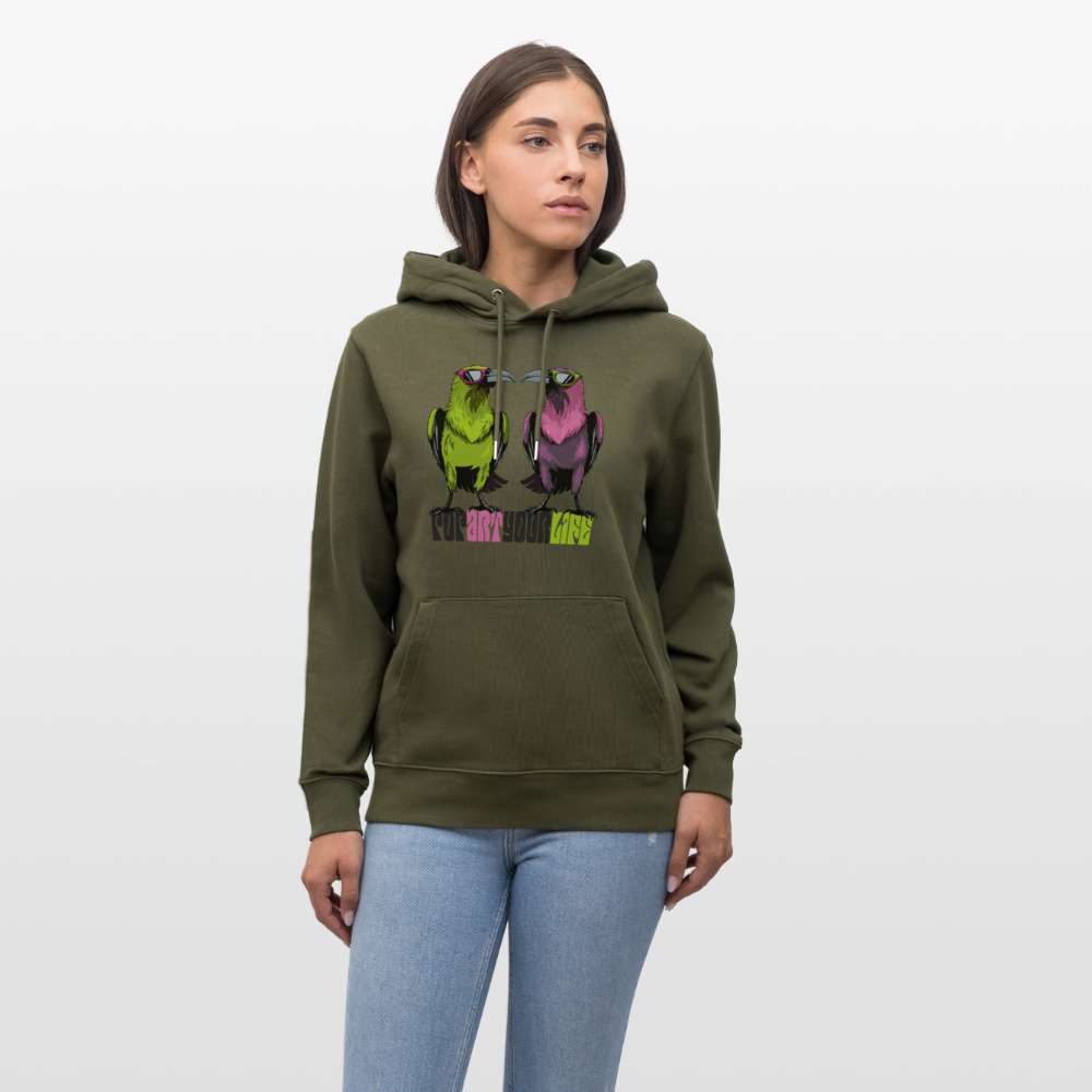 Unisex Hoodie mit POPART YOUR LIFE PRINT - Khaki Grün