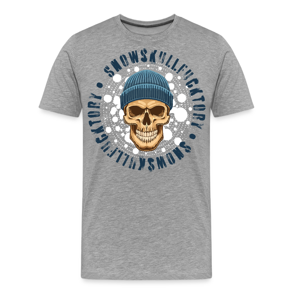 Männer Premium T-Shirt mit SNOWSKULL PRINT - Grau meliert