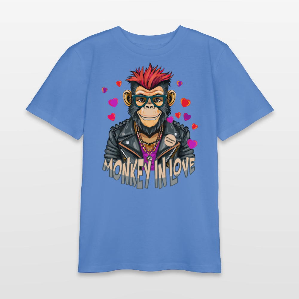 MNJS TEENS Bio T-Shirt mit MONKEY IN LOVE PRINT - Blau