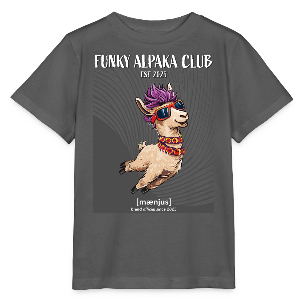 MNJS KIDS Bio T-Shirt mit FUNKY ALPAKA CLUB PRINT - Anthrazit