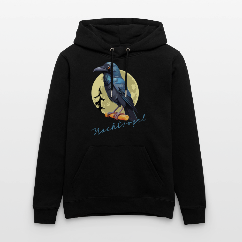 Unisex Hoodie mit NACHTVOGEL PRINT - Schwarz