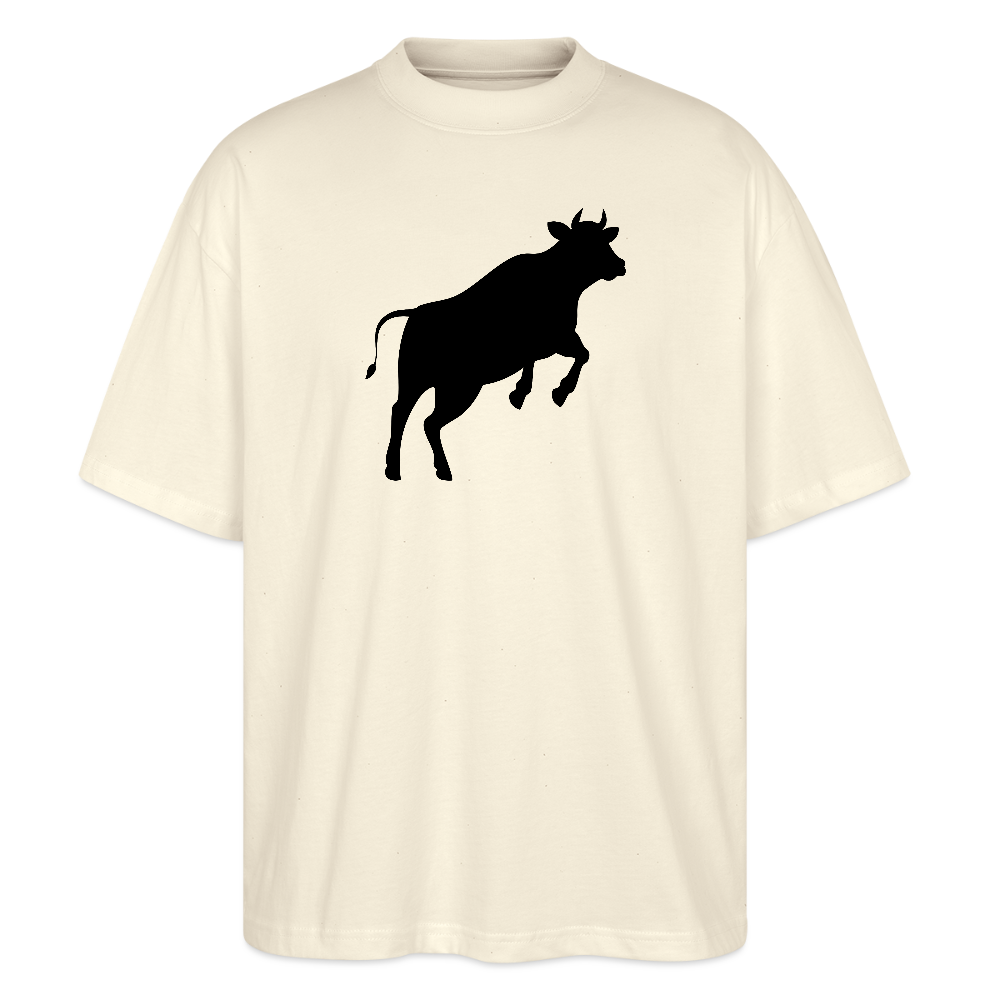 Oversized Unisex T-Shirt mit JUMPING COW PRINT - Weißgrau