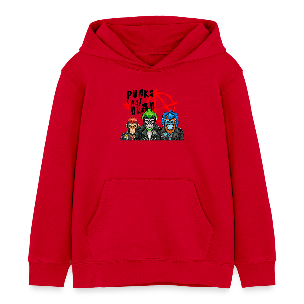 MNJS KIDS Bio-Hoodie mit PUNKS NOT DEAD PRINT - Rot