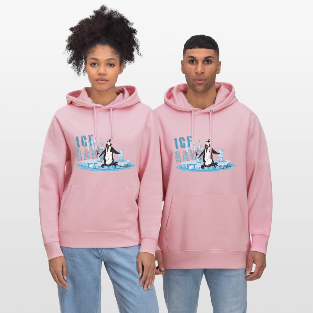 Unisex Bio-Hoodie mit ICE ICE BABY PINGUIN PRINT - Hellrosa