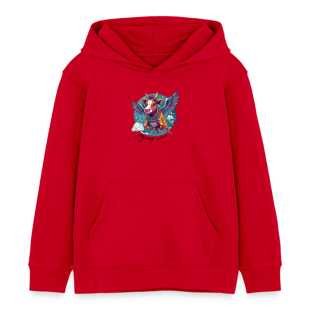 MNJS KIDS Bio-Hoodie mit FLYING COW PRINT - Rot