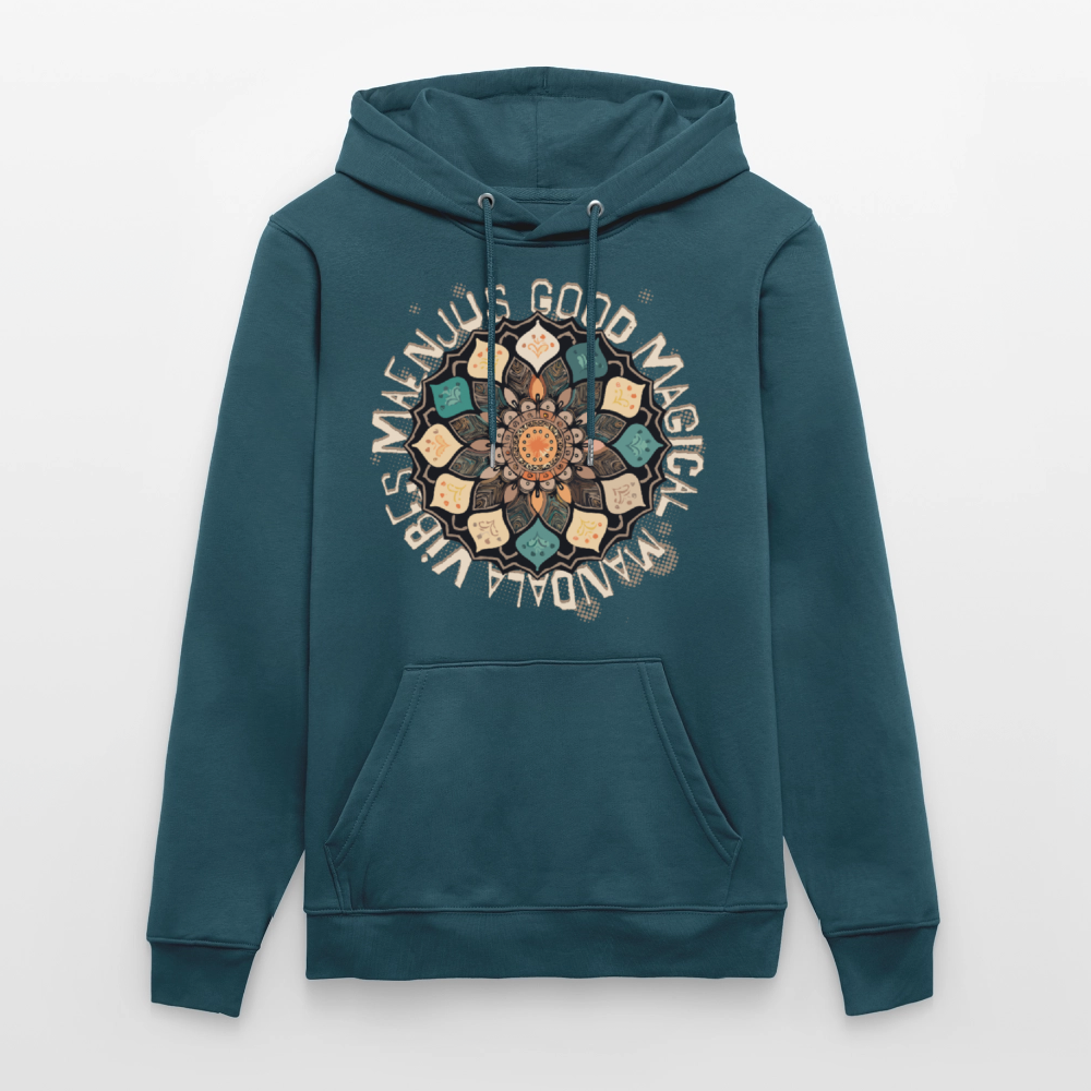 Unisex Bio-Hoodie mit MANDALA VIBES PRINT - Dunkles Petrol
