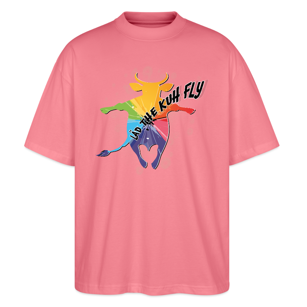 Oversized Unisex T-Shirt mit LÄDEN THE KUH FLY PRINT - Pink