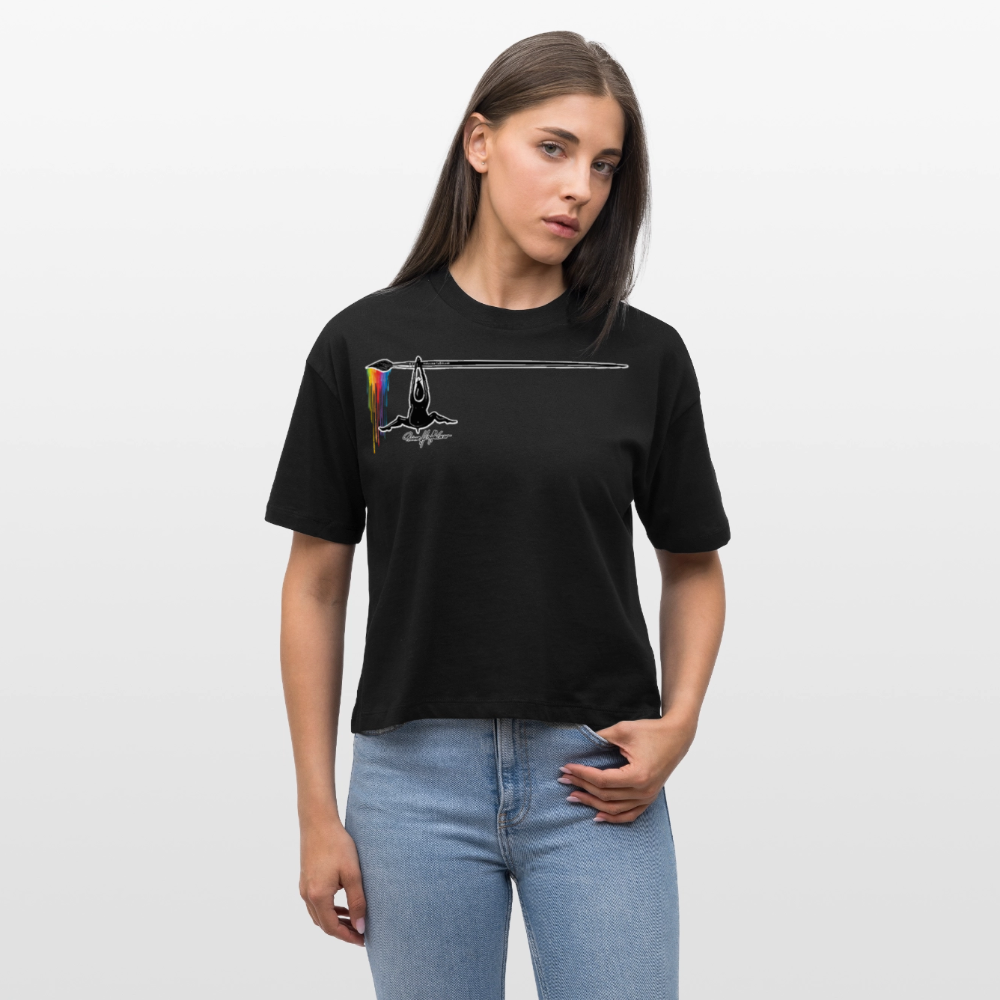 Frauen Boxy Bio-T-Shirt mit MÄNNLE PRINT - Schwarz