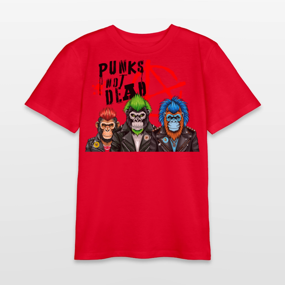 MNJS TEENS Bio T-Shirt mit PUNKS NOT DEAD PRINT - Rot