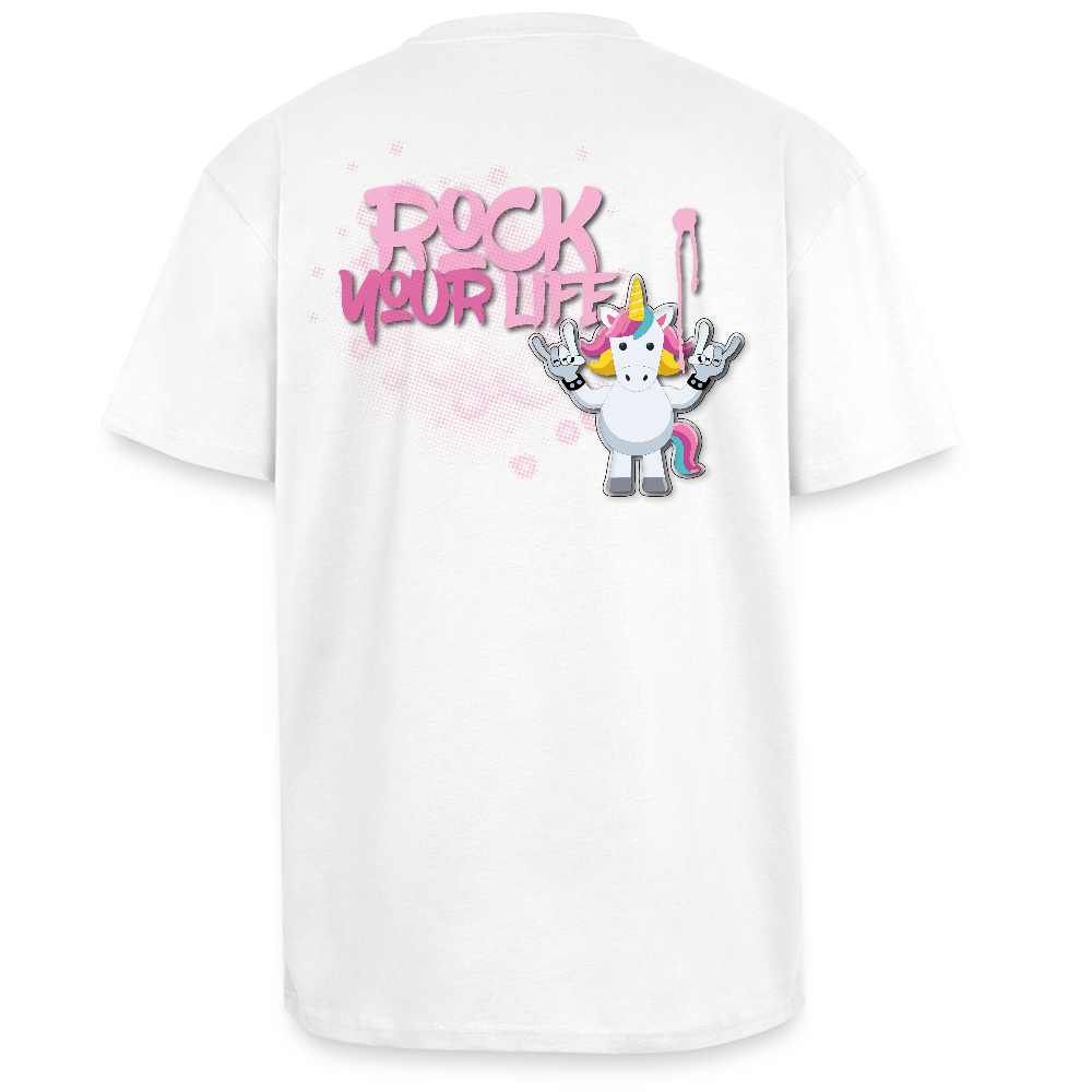 Heavy Oversize T-Shirt mit ROCK YOUR LIFE PRINT - Weiß