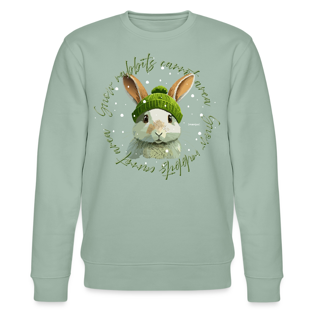 Unisex Bio-Sweatshirt mit SNOW RABBITS CARROT AREA PRINT - Helles Graugrün