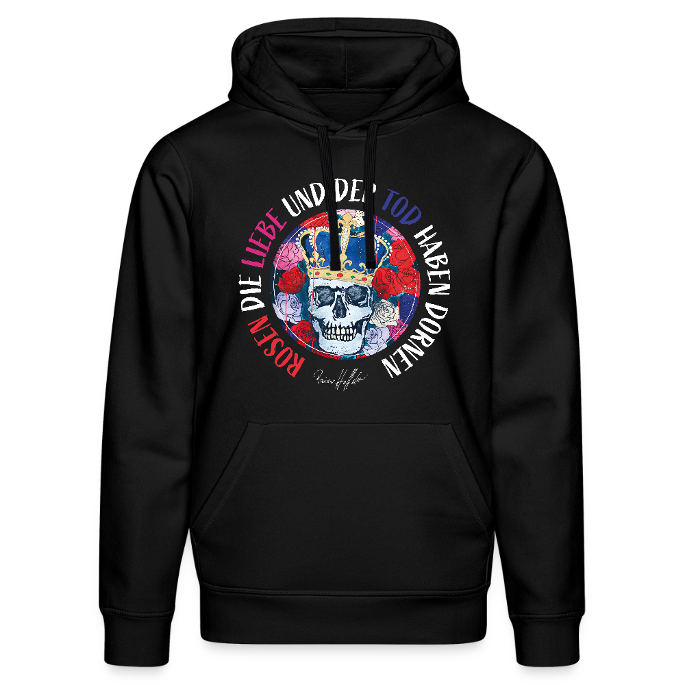 Oversized Unisex Hoodie mit ROSEN DIE LIEBE UND DER TOD HABEN DORNEN PRINT - Schwarz