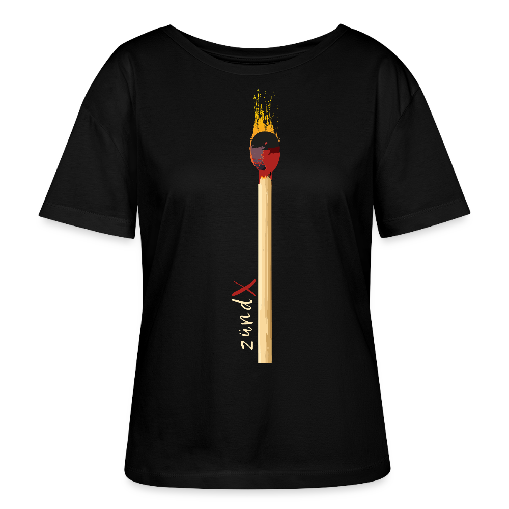 Frauen Bio Rundhals T-Shirt mit zündX PRINT - Schwarz