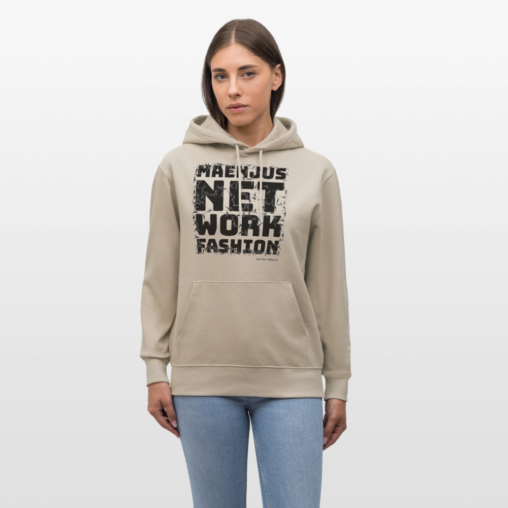 Unisex Bio-Hoodie mit MAENJUS NETWORK FASHION PRINT - Beige