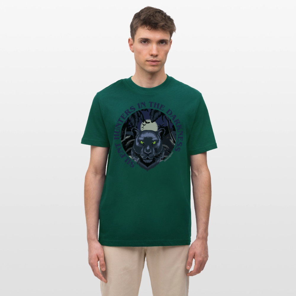 Relaxed Fit Unisex Bio-T-Shirt mit SILENT HUNTERS IN THE DARKNESS PRINT Vorderseite - Forest