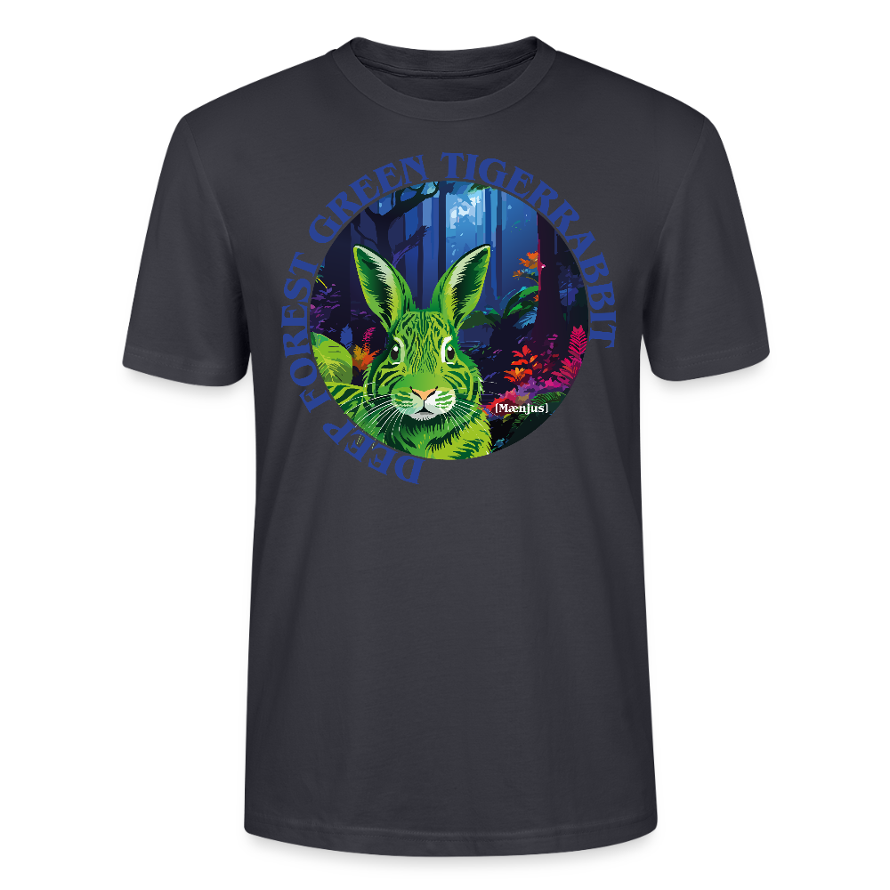 Unisex T-Shirt mit DEEP FOREST GREEN TIGERRABBIT PRINT Vorderseite - Dunkles Graublau