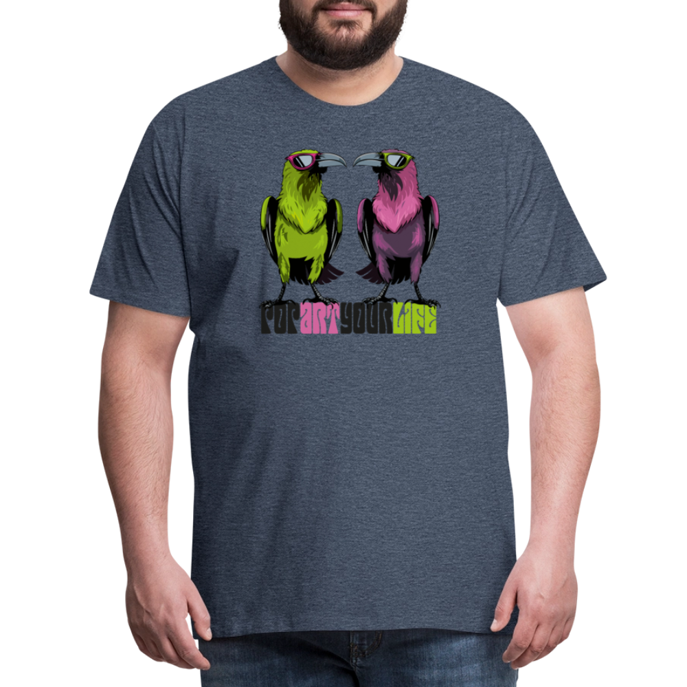 Männer Premium T-Shirt mit POPART YOUR LIFE PRINT - Blau meliert