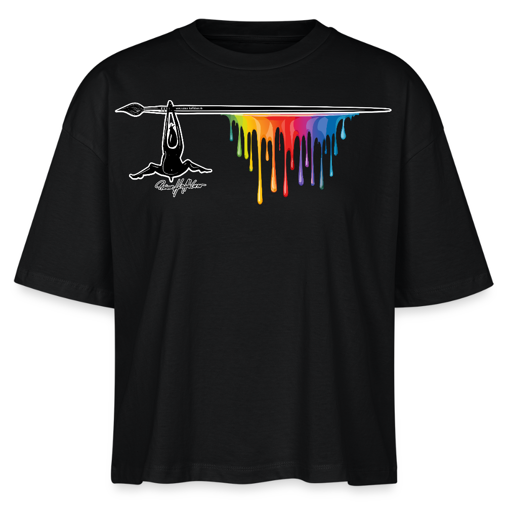 Frauen Boxy Bio-T-Shirt mit MÄNNLE PRINT - Schwarz