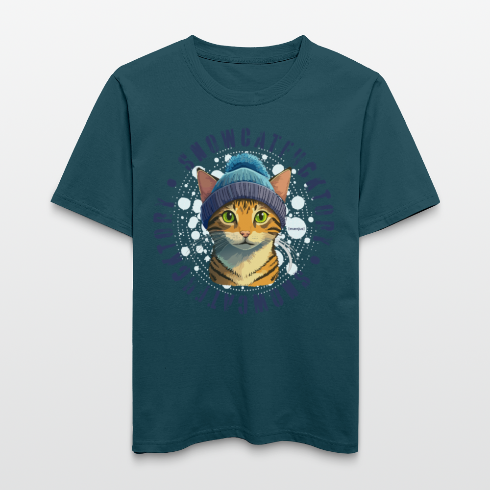 Unisex Bio-T-Shirt mit SNOWCATFUCKTORY PRINT - Dunkles Petrol