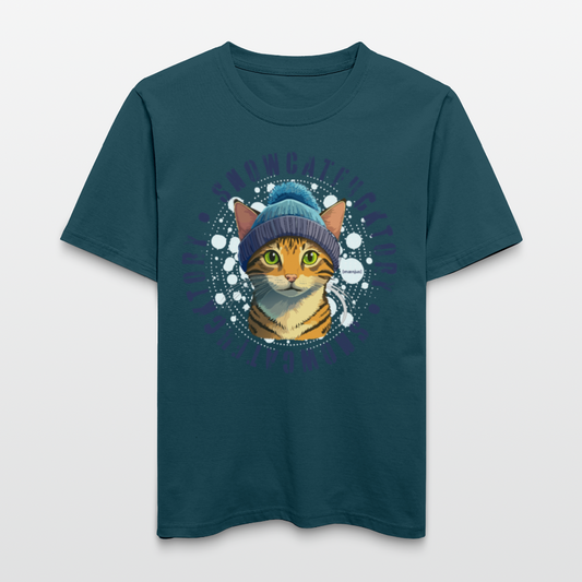 Unisex Bio-T-Shirt mit SNOWCATFUCKTORY PRINT - Dunkles Petrol