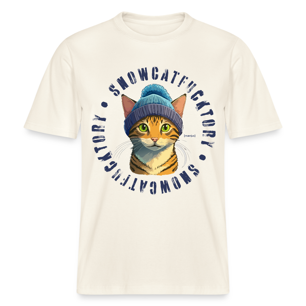 Unisex Bio-T-Shirt mit SNOWCATFUCKTORY PRINT - Naturweiß